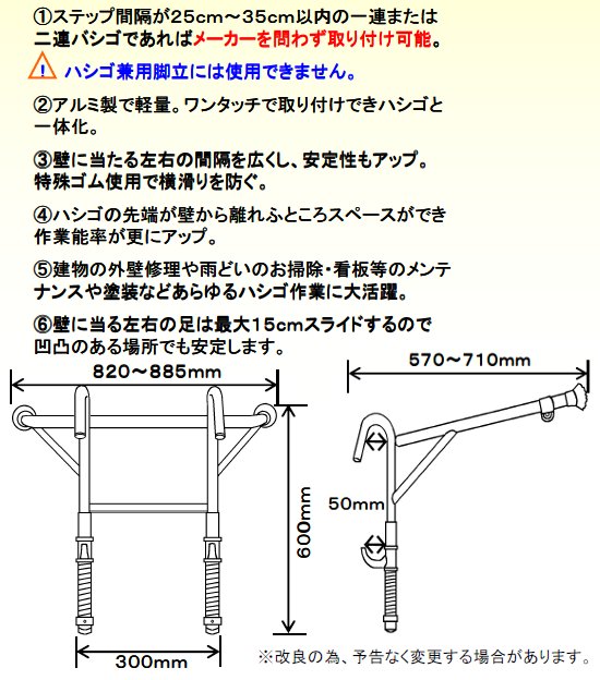 はしご作業の緩和・安心・救援!はしご用アタッチメント『リリーフロング』