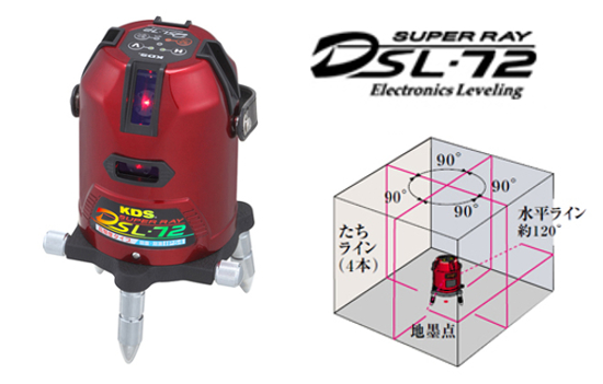 KDS 高輝度・電子整準レーザー墨出器【スーパーレイ】DSL-72 (屋内外兼用)